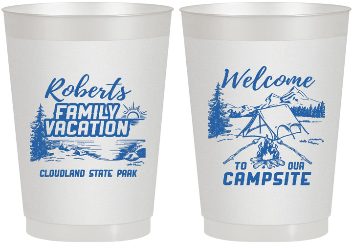 Personalized Family Vacation 10 oz Frosted Cups - Camping Trip | 180026