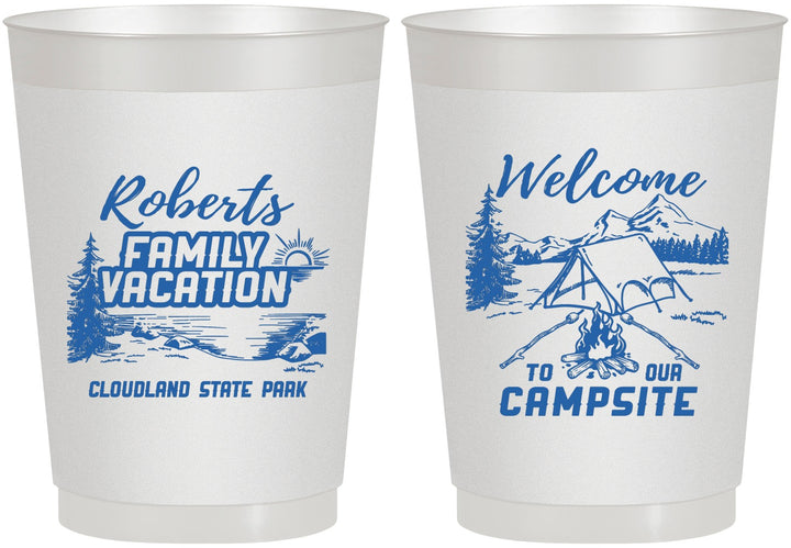 Personalized Family Vacation 10 oz Frosted Cups - Camping Trip | 180026