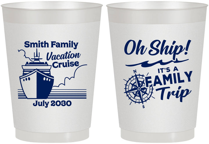 Personalized Family Vacation 10 oz Frosted Cups - Oh Ship Cruise | 180030
