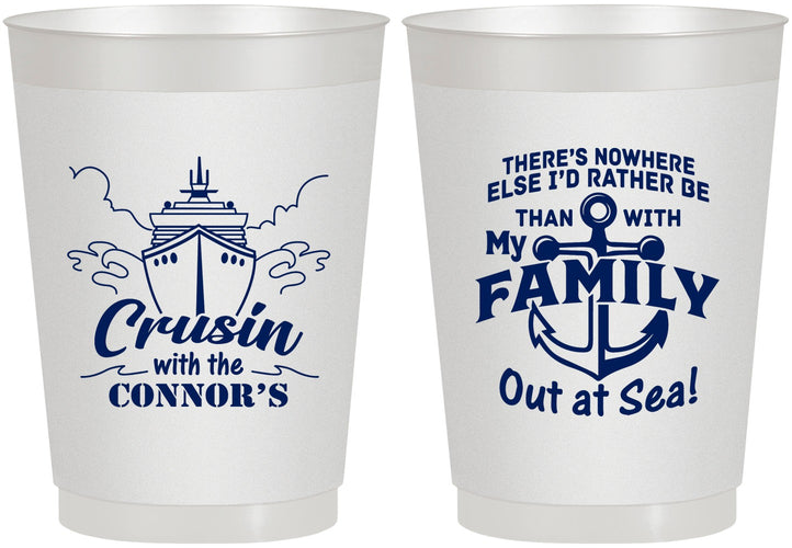 Personalized Family Vacation 10 oz Frosted Cups - Nautical Cruise | 180031