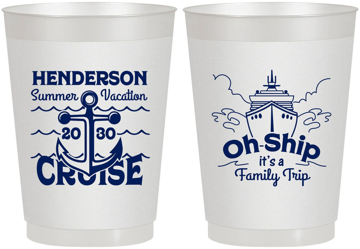 Personalized Family Vacation 10 oz Frosted Cups - Oh Ship Cruise | 180032