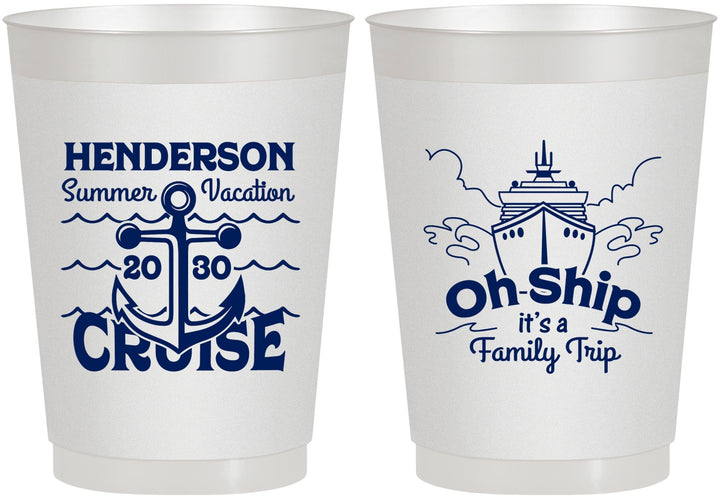 Personalized Family Vacation 10 oz Frosted Cups - Oh Ship Cruise | 180032