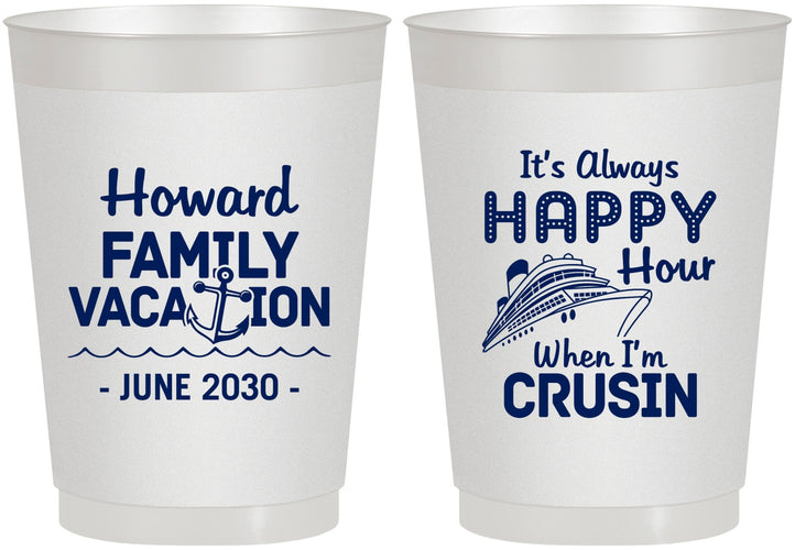 Personalized Family Vacation 10 oz Frosted Cups - Crusin Cruise | 180033