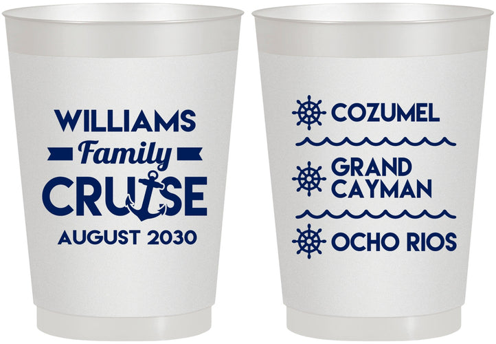 Personalized Family Vacation 10 oz Frosted Cups - Nautical Cruise | 180034