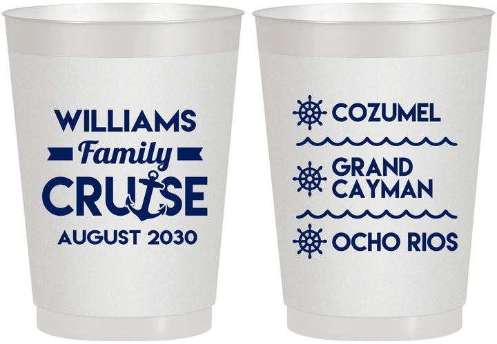 Personalized Family Vacation 10 oz Frosted Cups - Nautical Cruise | 180034