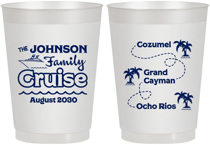Personalized Family Vacation 10 oz Frosted Cups - Cruise Ship | 180035