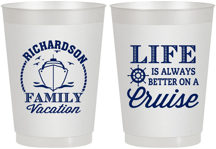 Personalized Family Vacation 10 oz Frosted Cups - Cruise Ship | 180036