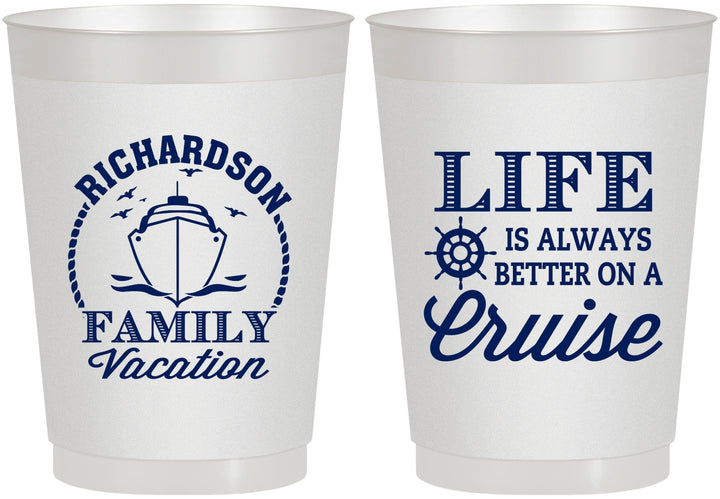 Personalized Family Vacation 10 oz Frosted Cups - Cruise Ship | 180036