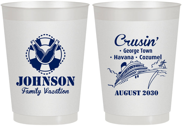 Personalized Family Vacation 10 oz Frosted Cups - Cruisin Ship | 180039