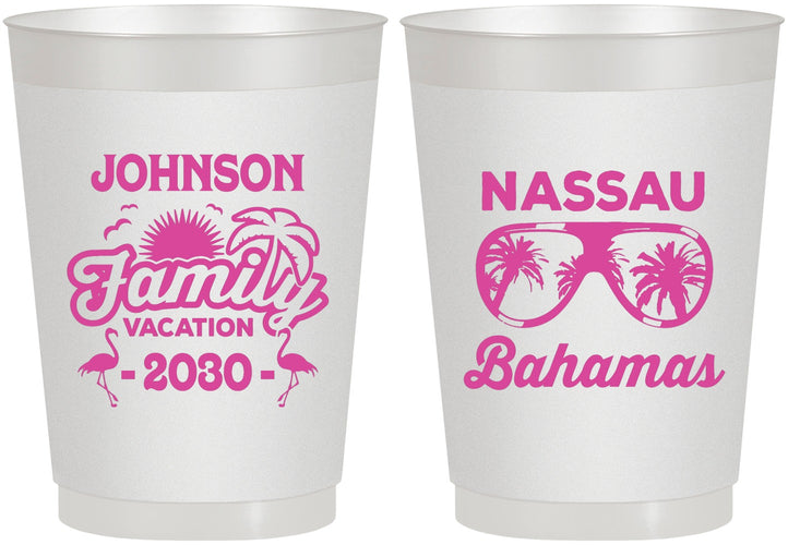 Personalized Family Vacation 10 oz Frosted Cups - Bahamas | 180041