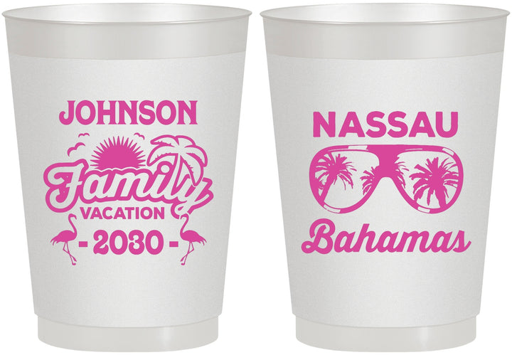 Personalized Family Vacation 10 oz Frosted Cups - Bahamas | 180041