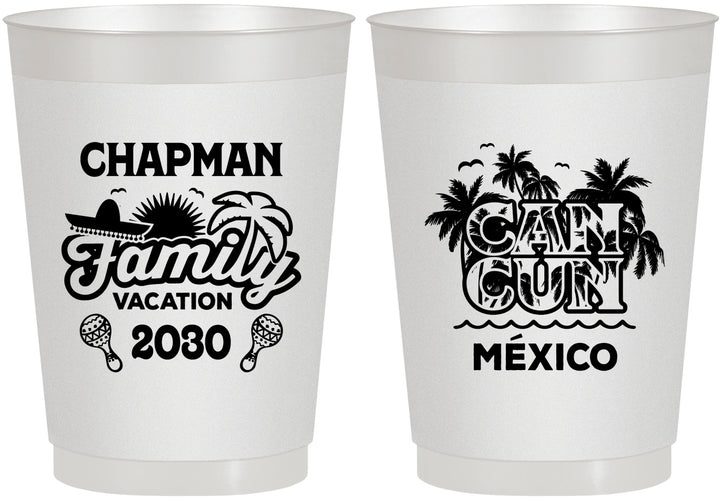 Personalized Family Vacation 10 oz Frosted Cups - Cancun | 180042