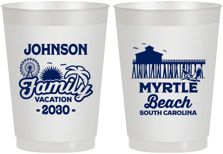 Personalized Family Vacation 10 oz Frosted Cups - Myrtle Beach | 180045