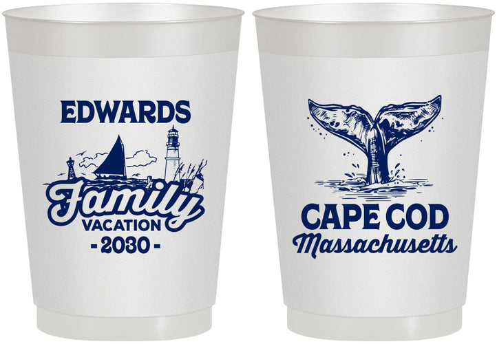 Personalized Family Vacation 10 oz Frosted Cups - Cape Cod | 180046