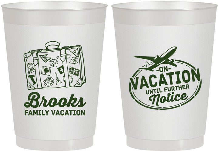 Personalized Family Vacation 10 oz Frosted Cups - Road Trip Plane | 180052