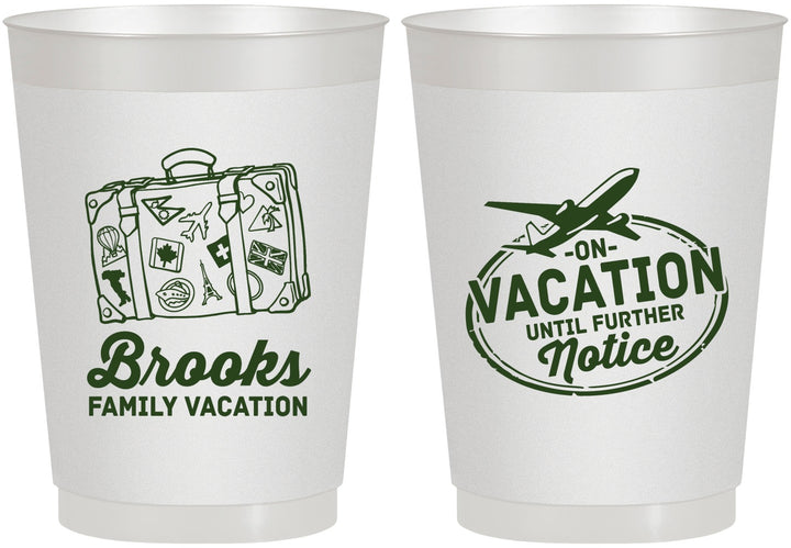 Personalized Family Vacation 10 oz Frosted Cups - Road Trip Plane | 180052