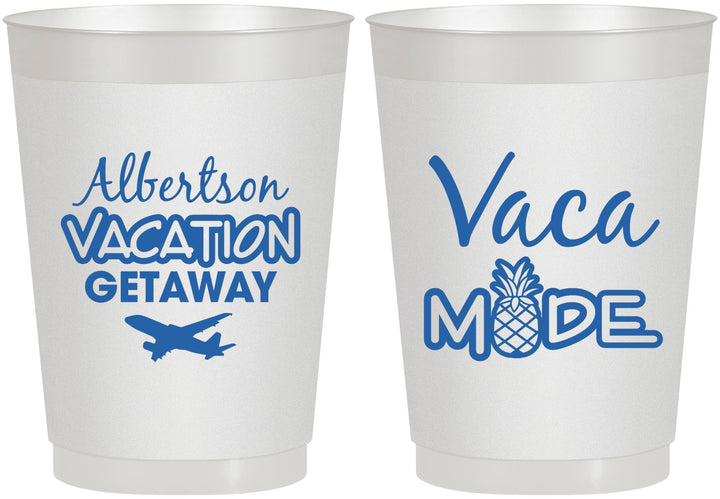 Personalized Family Vacation 10 oz Frosted Cups - Vacay Vibes Trip | 180055