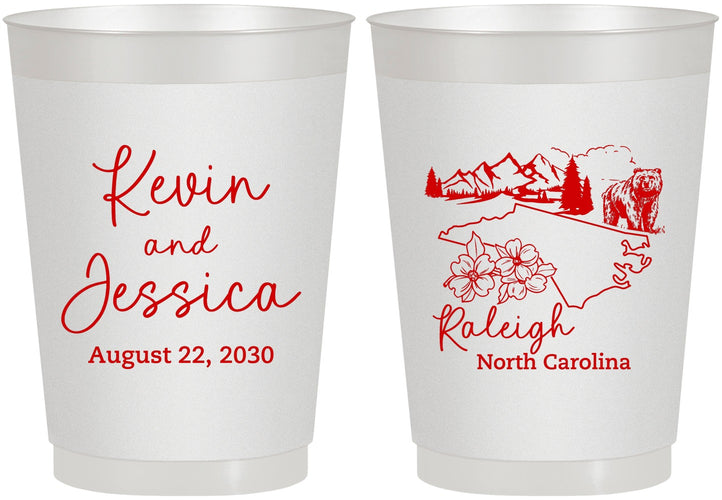 Personalized Wedding 10 oz Frosted Cups - North Carolina | 182