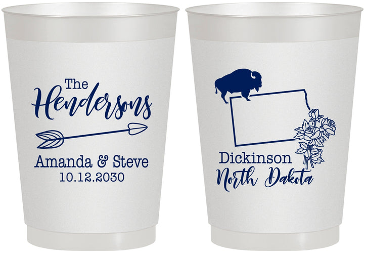 Personalized Wedding 10 oz Frosted Cups - North Dakota | 183