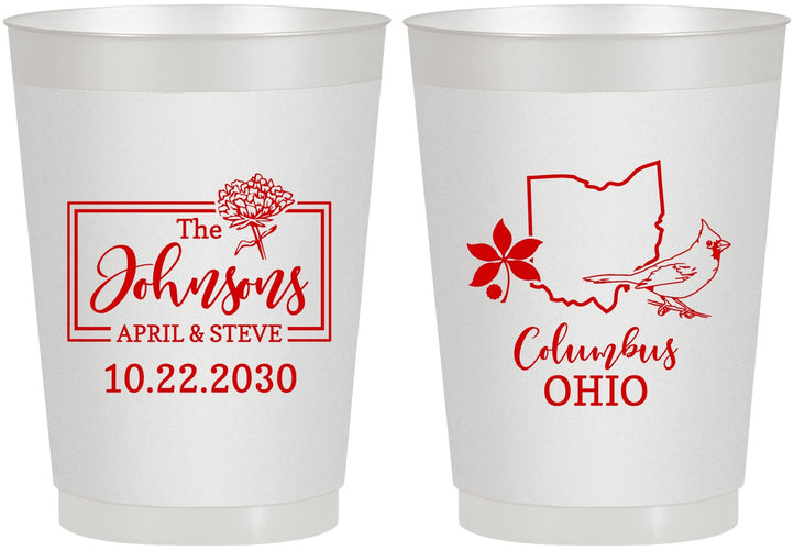 Personalized Wedding 10 oz Frosted Cups - Ohio | 184