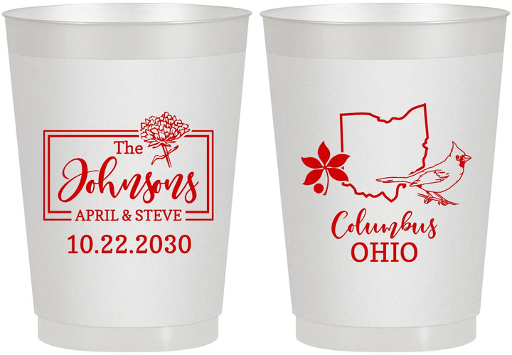 Personalized Wedding 10 oz Frosted Cups - Ohio | 184