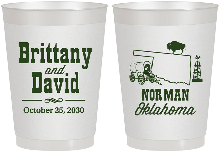 Personalized Wedding 10 oz Frosted Cups - Oklahoma | 185