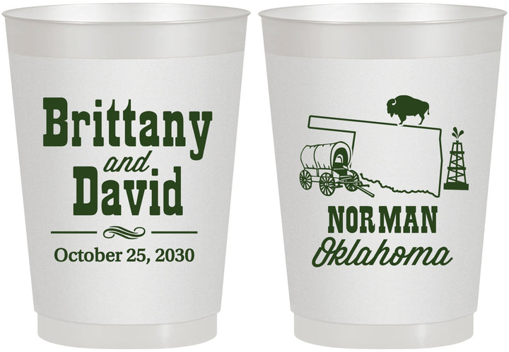 Personalized Wedding 10 oz Frosted Cups - Oklahoma | 185