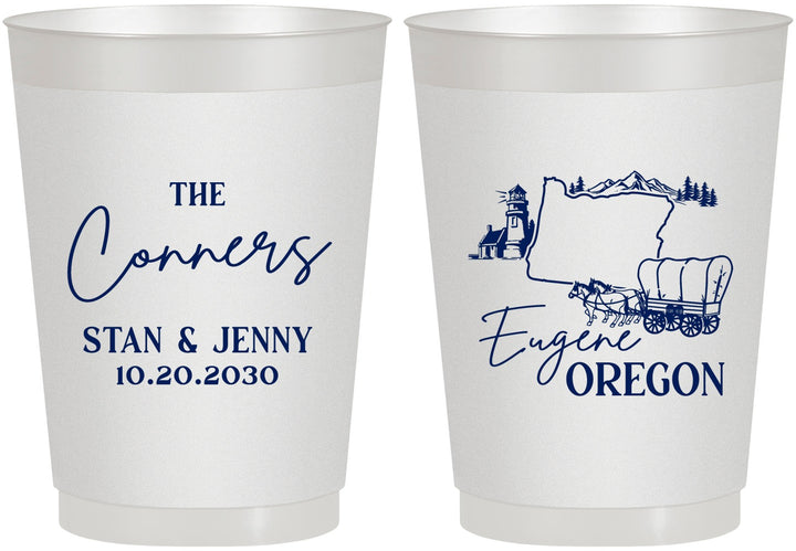 Personalized Wedding 10 oz Frosted Cups - Oregon | 186