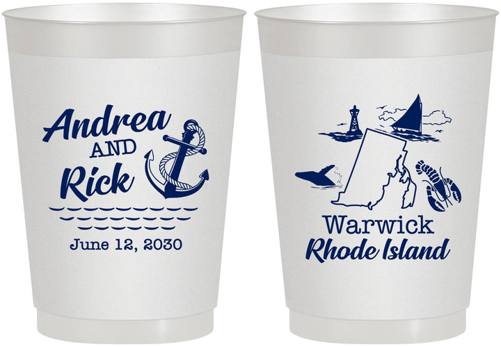 Personalized Wedding 10 oz Frosted Cups - Rhode Island | 188