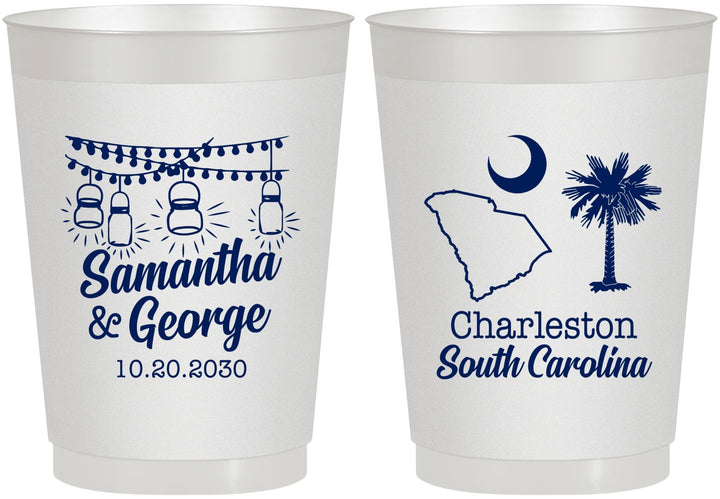 Personalized Wedding 10 oz Frosted Cups - South Carolina | 189