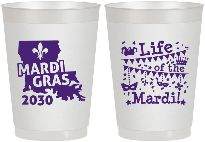 Personalized Mardi Gras 10 oz Frosted Cups - Life Of The Mardi | 190001