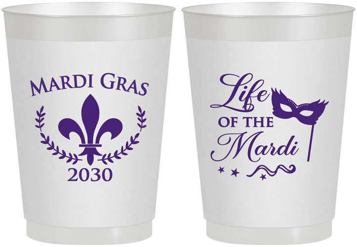 Personalized Mardi Gras 10 oz Frosted Cups - Life Of The Mardi | 190004