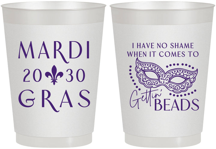Personalized Mardi Gras 10 oz Frosted Cups - Nola New Orleans | 190006