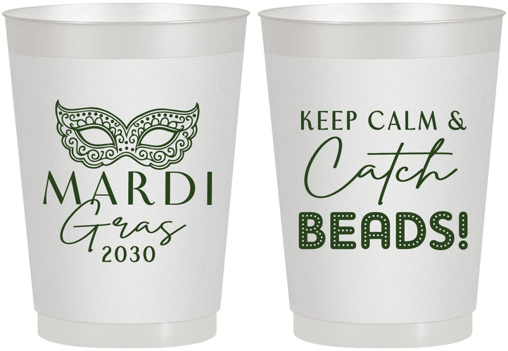 Personalized Mardi Gras 10 oz Frosted Cups - Beads Nola | 190007