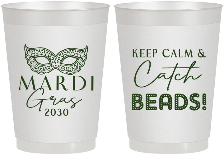 Personalized Mardi Gras 10 oz Frosted Cups - Beads Nola | 190007