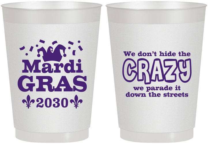 Personalized Mardi Gras 10 oz Frosted Cups - Fleur De Lis | 190009