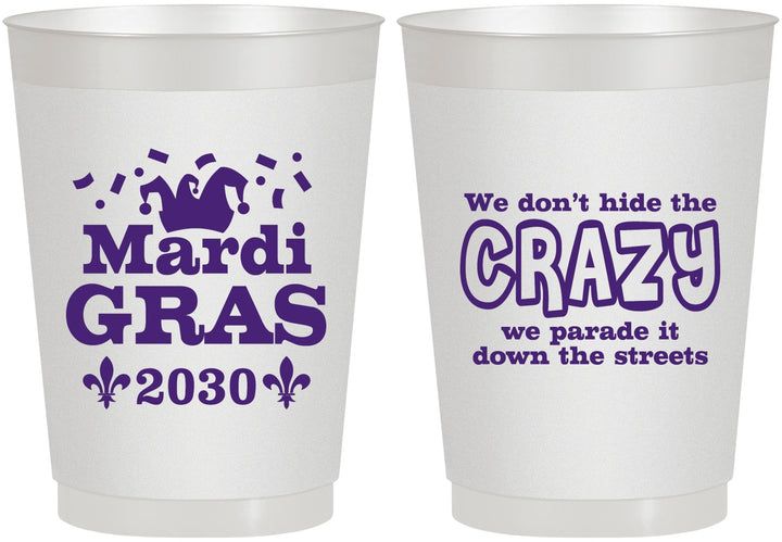 Personalized Mardi Gras 10 oz Frosted Cups - Fleur De Lis | 190009
