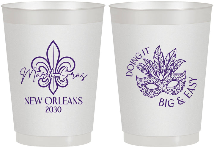 Personalized Mardi Gras 10 oz Frosted Cups - Fleur De Lis | 190010