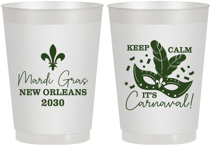 Personalized Mardi Gras 10 oz Frosted Cups - Fleur De Lis Carnaval | 190011