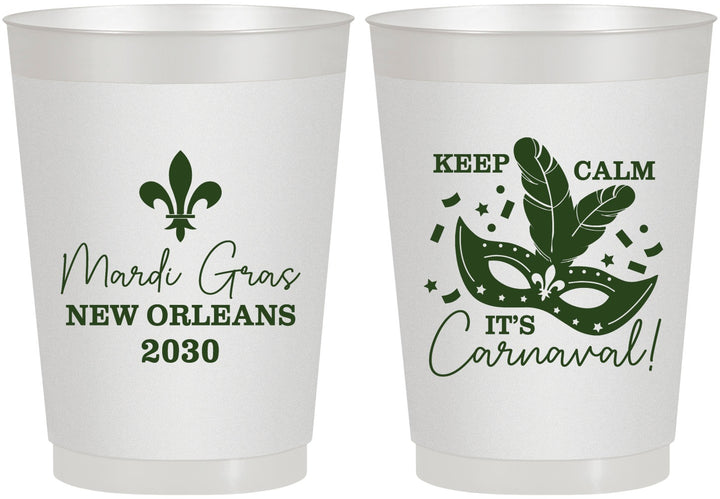 Personalized Mardi Gras 10 oz Frosted Cups - Fleur De Lis Carnaval | 190011