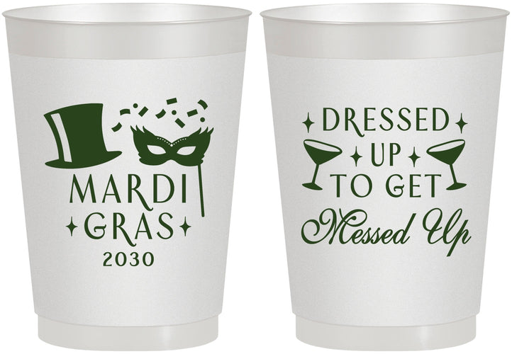 Personalized Mardi Gras 10 oz Frosted Cups - Fleur De Lis | 190015