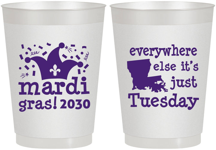 Personalized Mardi Gras 10 oz Frosted Cups - Nola New Orleans | 190016