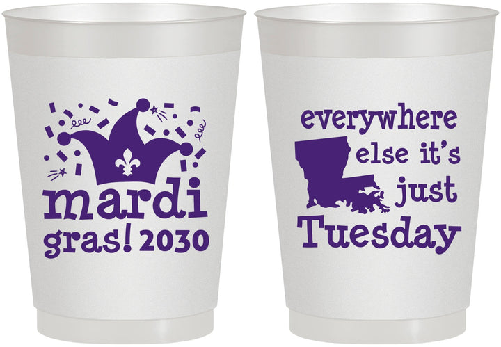 Personalized Mardi Gras 10 oz Frosted Cups - Nola New Orleans | 190016