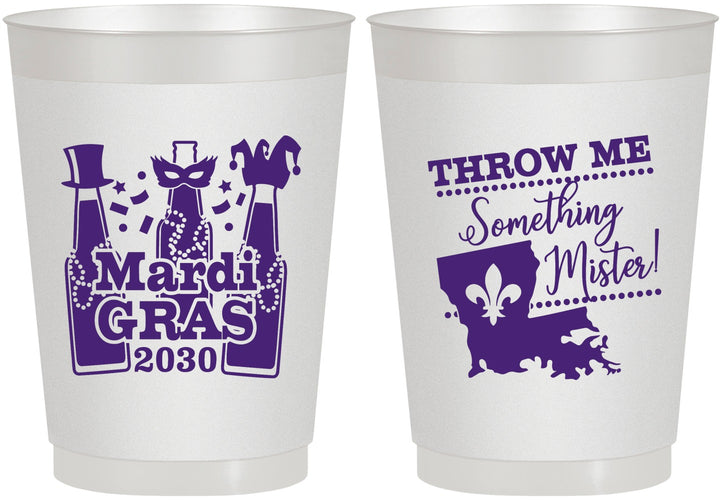 Personalized Mardi Gras 10 oz Frosted Cups - Beads Nola | 190017