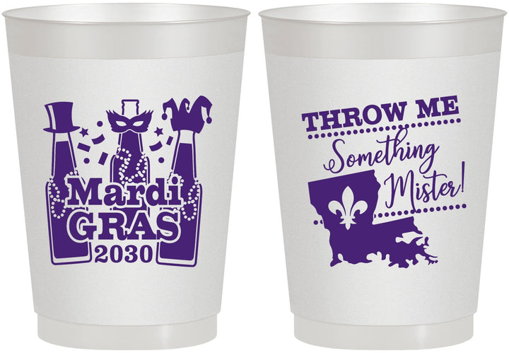 Personalized Mardi Gras 10 oz Frosted Cups - Beads Nola | 190017