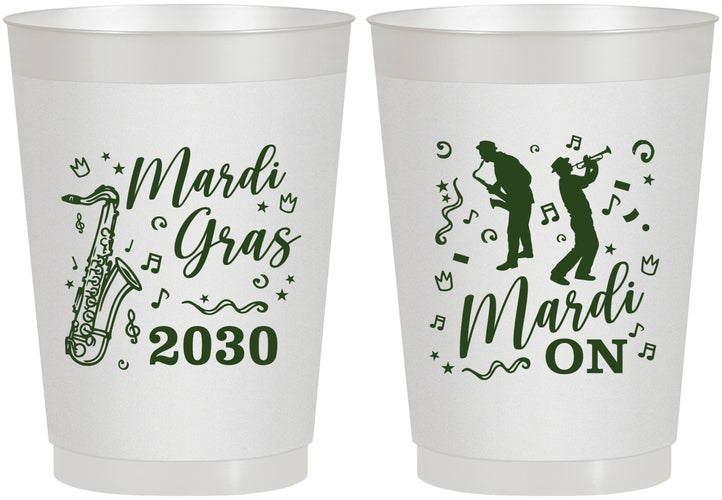 Personalized Mardi Gras 10 oz Frosted Cups - Mardi On Jazz | 190019
