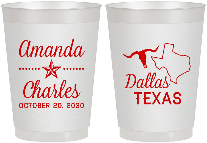Personalized Wedding 10 oz Frosted Cups - Texas | 192