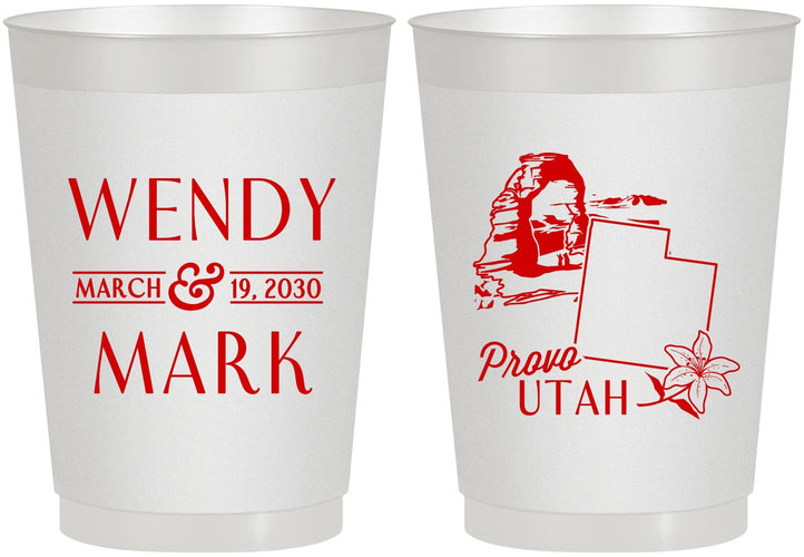 Personalized Wedding 10 oz Frosted Cups - Utah | 193