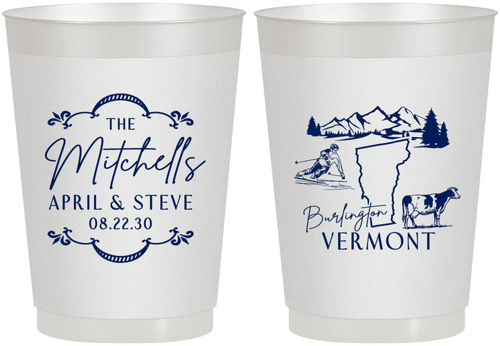 Personalized Wedding 10 oz Frosted Cups - Vermont | 194