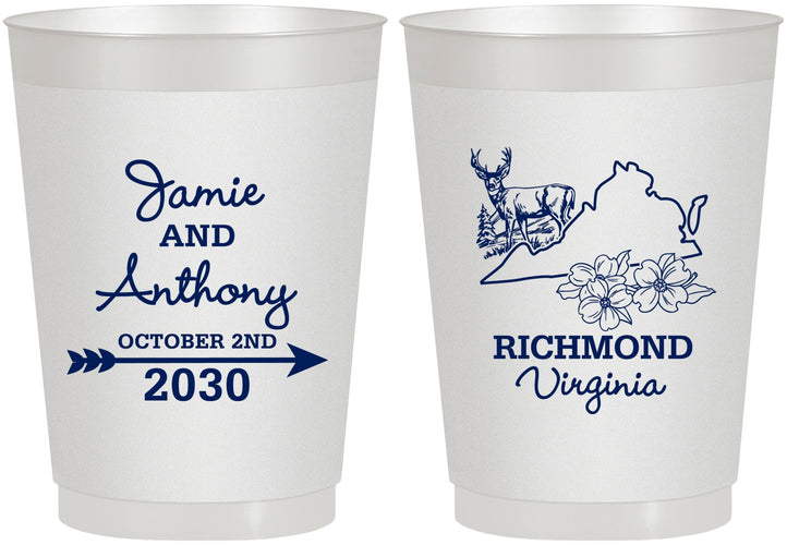 Personalized Wedding 10 oz Frosted Cups - Virginia | 195